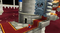 Mario climbing the stairs to a fight with Bowser in Bowser's Star Reactor.