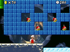 Fire Mario runs under several Spike Tops in a level in New Super Mario Bros.