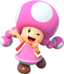 Artwork of Toadette for Mario Party 10 (reused for Super Mario Run, Mario Party: The Top 100, Mario Kart Tour, Mario & Sonic at the Olympic Games Tokyo 2020, and Super Mario Party Jamboree)