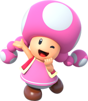 Artwork of Toadette for Mario Party 10 (reused for Super Mario Run, Mario Party: The Top 100, Mario Kart Tour, Mario & Sonic at the Olympic Games Tokyo 2020, and Super Mario Party Jamboree)