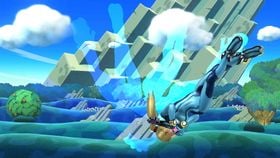Zero Suit Samus' Flip Jump in Super Smash Bros. for Wii U.