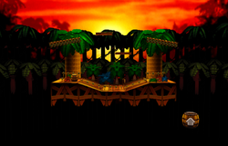 Kongo Jungle, in Super Smash Bros. for Nintendo 64 (top), Super Smash Bros. Melee (top-middle), Super Smash Bros. for Wii U (bottom-middle), and Super Smash Bros. Ultimate (bottom)