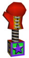 Unused model of a Jack-in-the-Box with a boxing glove.