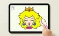 Peach's hair being brushed on an iPad