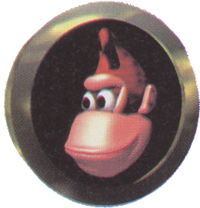 Artwork of a Kong Token showing Donkey Kong's head from Donkey Kong Land