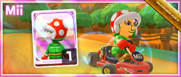 The Piranha Plant Mii Racing Suit from the Mii Racing Suit Shop in the 2023 Yoshi Tour in Mario Kart Tour
