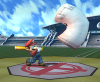 Mario hits Sandbag Brawl.png