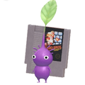 Purple Pikmin carrying a Super Mario Bros Game Pak (NES)