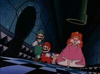 Never Koop a Koopa - Mario and his friends running down the hallway of Kastle Koopa