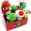 A set of plushies of Mario, Luigi, Yoshi, Toad, and Koopa Troopa