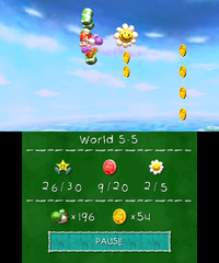 Smiley Flower 3: In the second area where Purple Yoshi must bounce on an enemy to reach it.