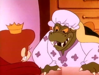 King Koopa confronting Princess Toadstool in "Little Red Riding Princess"