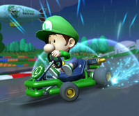 Thumbnail of the Lemmy Cup challenge from the 2023 Sundae Tour; a Time Trial challenge set on GBA Luigi Circuit