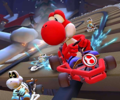Red Yoshi and Dry Bones in the Pipe Frame