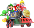 Team Mario on a train (transparent)