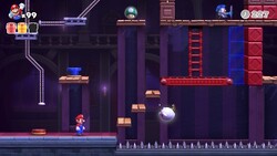 Screenshot of Spooky House level 5-4 from the Nintendo Switch version of Mario vs. Donkey Kong