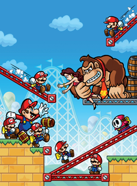 Key artwork (with Blue sky) for Mario vs. Donkey Kong: Mini-Land Mayhem!, used on the Japanese, European and Australian covers