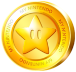 My Nintendo Gold Point coin, with a Super Star design