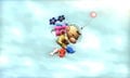 Olimar using the Winged Pikmin move in Super Smash Bros. for Nintendo 3DS.