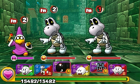 Screenshot of World 8-Tower 3, from Puzzle & Dragons: Super Mario Bros. Edition.