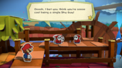 A Shy Guy 4-Stack attempting to convince a Shy Guy to join their stack