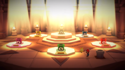 Mario near numbered cannons in Paper Mario: The Origami King