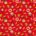 Diddy Kong, Donkey Kong, bananas – red