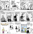 The comic strip switcheroo involving The Norm. Top: The Norm cartoon; Middle: The artist writing for Pickles; Bottom: A reference to the past event involving FoxTrot.