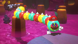 Two types of Wigglers in Super Mario Odyssey.