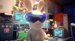 Spawny wearing the SupaMerge in Mario + Rabbids Kingdom Battle