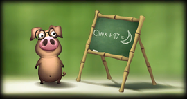 The Kong Gallery picture of the Tutorial Pig from Donkey Kong Country Returns.