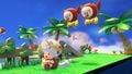 Captain Toad escaping from two Flaptors