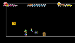 Last ? Block and last treasure chest in Castle Bleck Interior of Super Paper Mario.