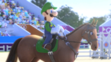 Luigi riding a horse.