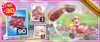 The Pink Gold Peach Pack from the Space Tour in Mario Kart Tour