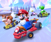 Thumbnail of the Monty Mole Cup challenge from the 2023 Exploration Tour; a Big Reverse Race challenge set on GBA Snow Land