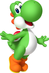 Artwork of Yoshi for Mario Party 9 (reused for Mario & Sonic at the Rio 2016 Olympic Games Arcade Edition)