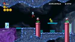 A screenshot of Ice Mario in World 1-2.