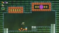 The second 10-flower coin in the Fluff-Puff Peaks Flying Battleship level in Super Mario Bros. Wonder