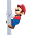 Mario climbing a pole