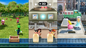 The apple juice minigame in Super Mario Party Jamboree