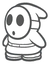 Note the Shy Guy's more faded outlines and paler shade of white.