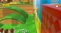 Cat Mario climbs while being chased by Galoombas
