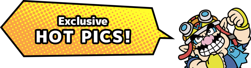 Artwork of Wario saying "Exclusive HOT PICS!" from the official WarioWare, Inc. website