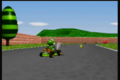 Yoshi racing on Mario Raceway