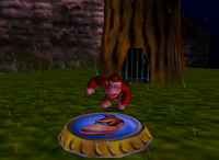 A setup for a Golden Banana for Donkey Kong in Creepy Castle.