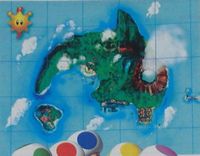 A scan of Delfino Isle's map from Super Mario Sunshine