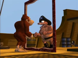 Kaptain Skurvy tricking Donkey Kong in Ape-Nesia