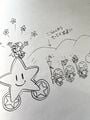 Artwork celebrating the 25th anniversary of Super Mario RPG: Legend of the Seven Stars, by Kazuyuki Kurashima