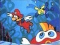 Mario and Kibidango underwater, with a giant Cheep Cheep